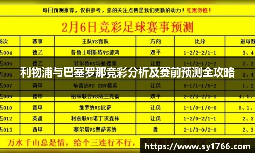 beats365利物浦与巴塞罗那竞彩分析及赛前预测全攻略
